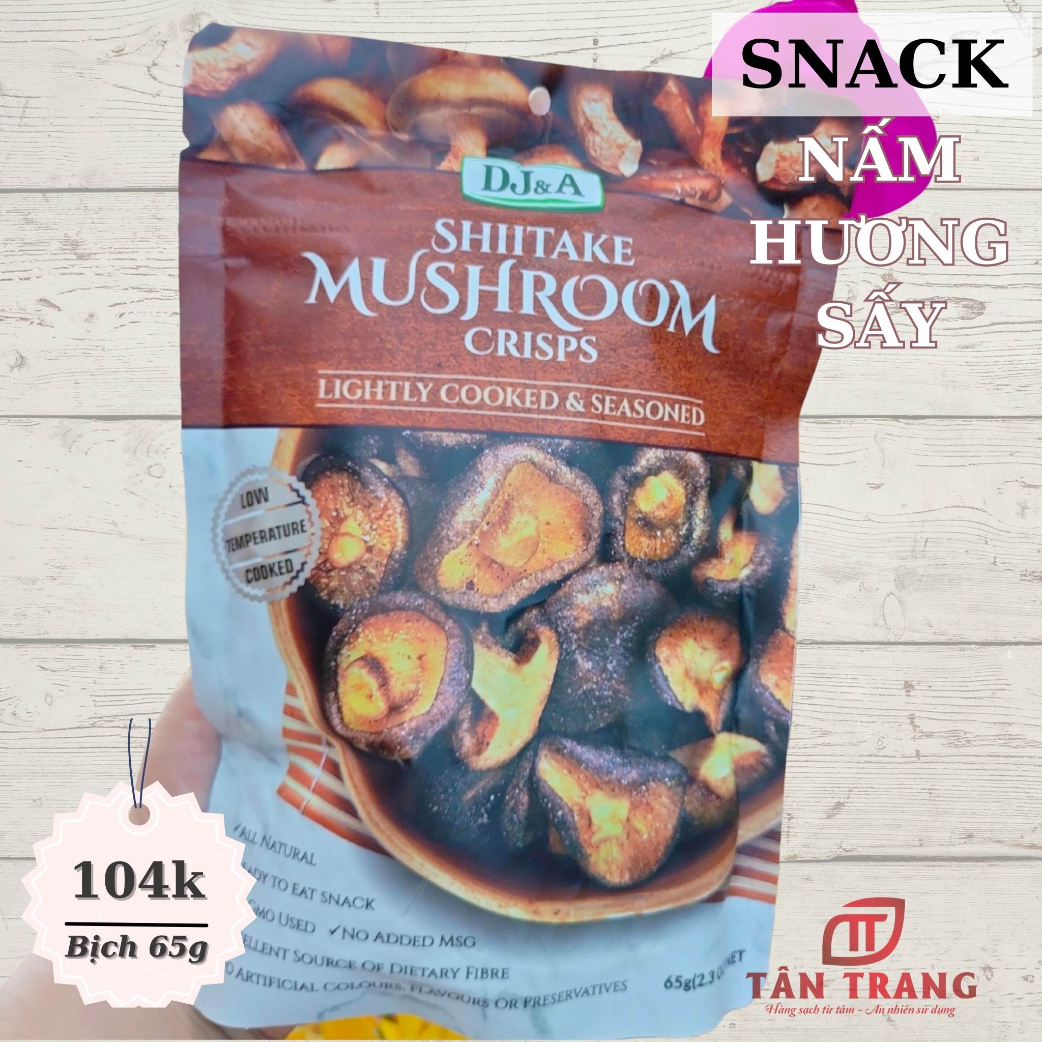 Snack nấm hương sấy Shiitake Mushroom Crisps 65g Úc