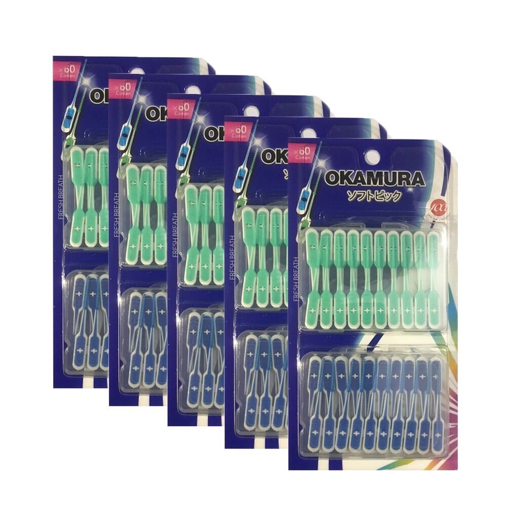 Tăm xỉa răng silicon siêu mềm Okamura vĩ 60 cây