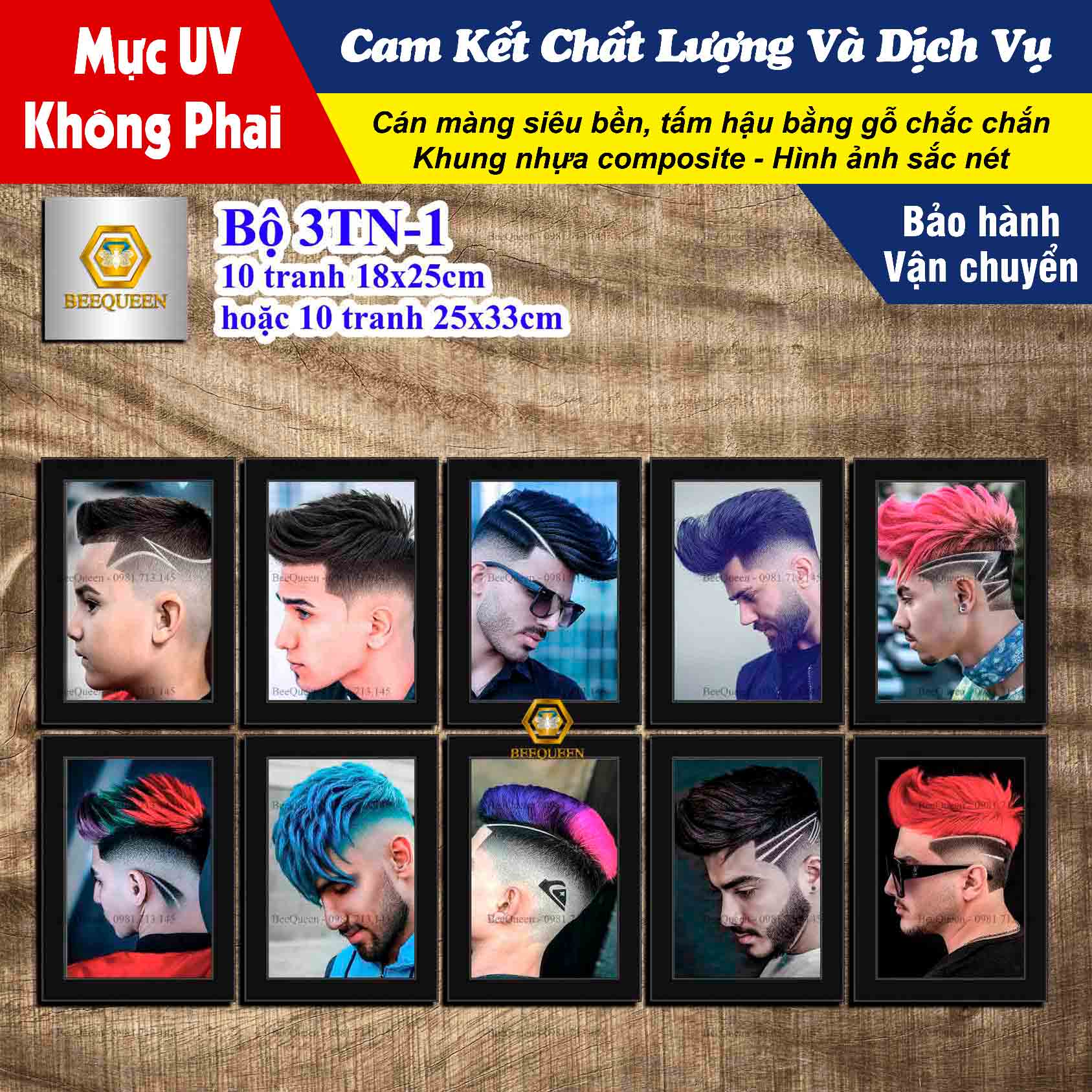 3tn1 - combo 10 khung tranh trang trí size 18x25cm - tranh trang trí tiệm tóc - tranh trí barbershop