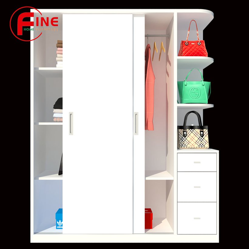 Tủ Quần Áo Cửa Lùa FINE FT196 Thiết kế hiện đại, có ngăn trưng bày túi xách tiện dụng