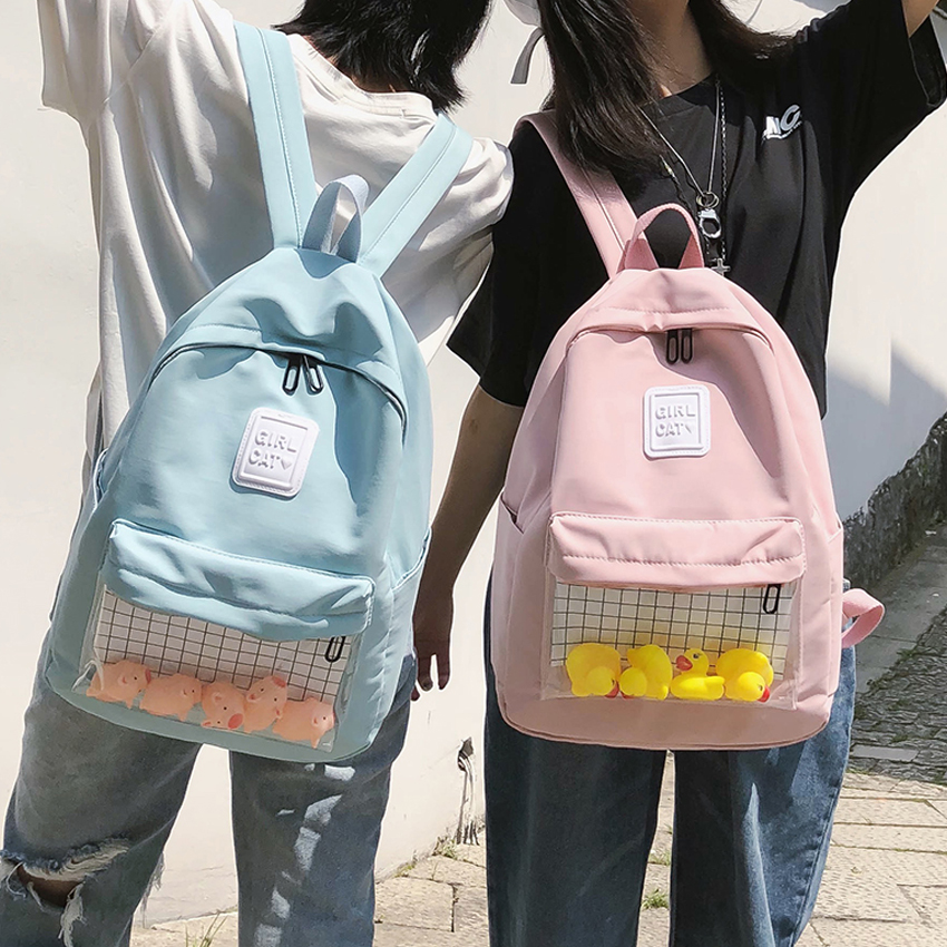 Balo nữ Hàn Quốc TN06. Balo nữ ulzzang cute. Balo nữ. Balo nữ Ulzzang phong cách Hàn Quốc. Balo đi học vải dù nhiều ngăn - NAZA