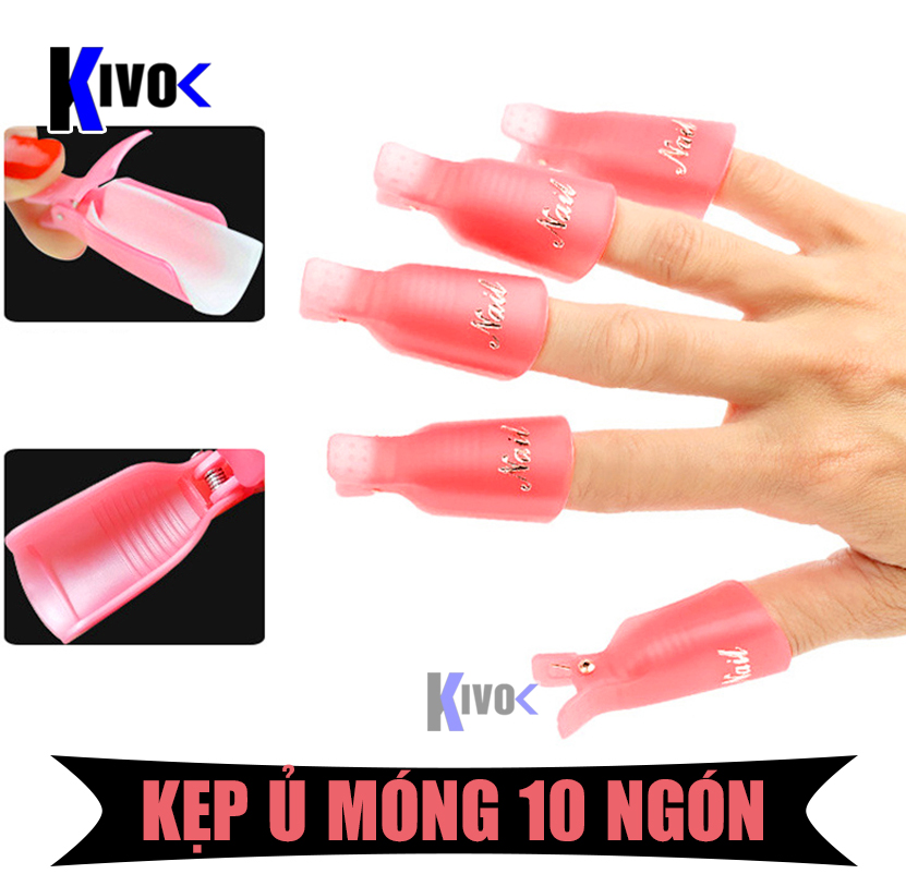 Bộ Kẹp Ủ Móng Tay - Tẩy Sơn / Phá Móng Gel - Kẹp Ủ Tháo Móng Tay Gel 10 Ngón - Phụ Kiện Làm Nail