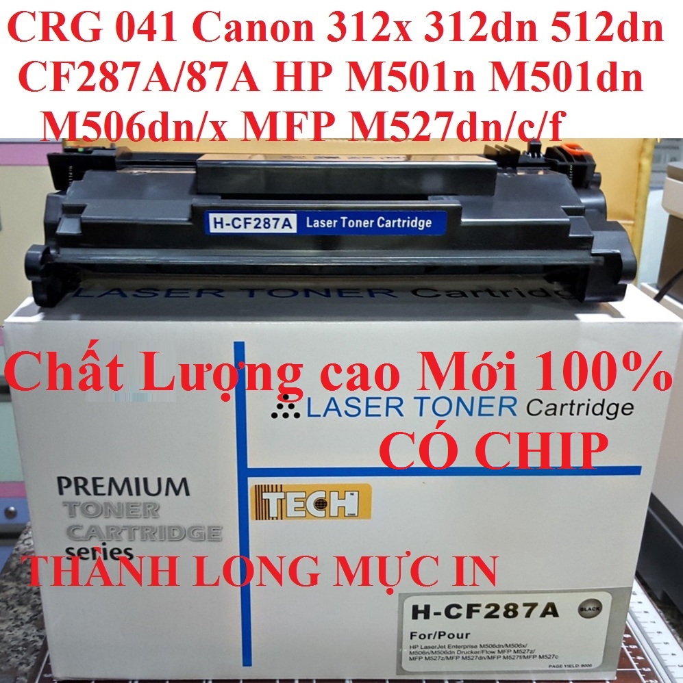 Hộp mực 87A Có Chip Cho HP M501n M501dn M506dn/x MFP M527dn/c/f  CF287A Mực in CRG 041 Canon 312x 312dn 512dn