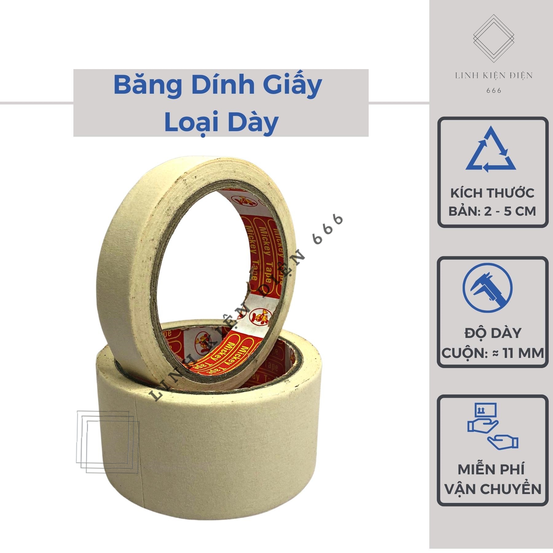 Băng dính giấy cuộn băng keo giấy 2cm 5cm bản to loại dày bdg2-5