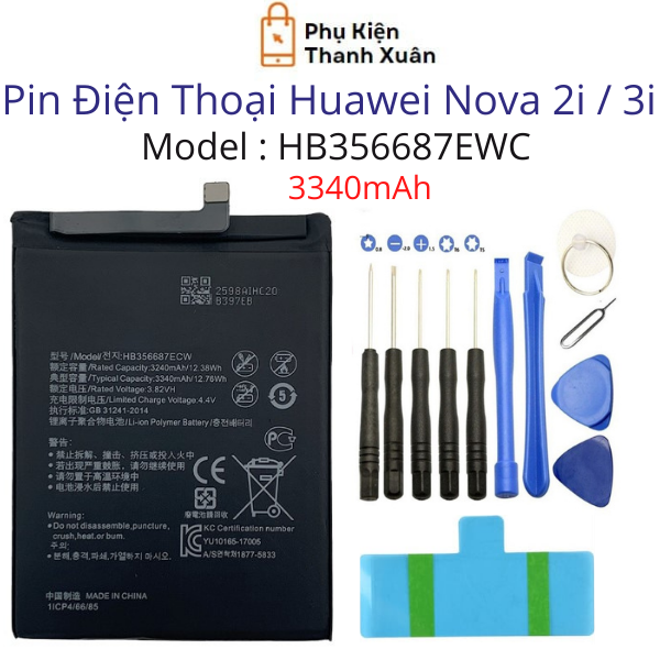 Pin huawei nova 2i / nova 3i hb356687ecw 3340mah | hàng nhập khẩu | tặng kèm bộ tháo mở