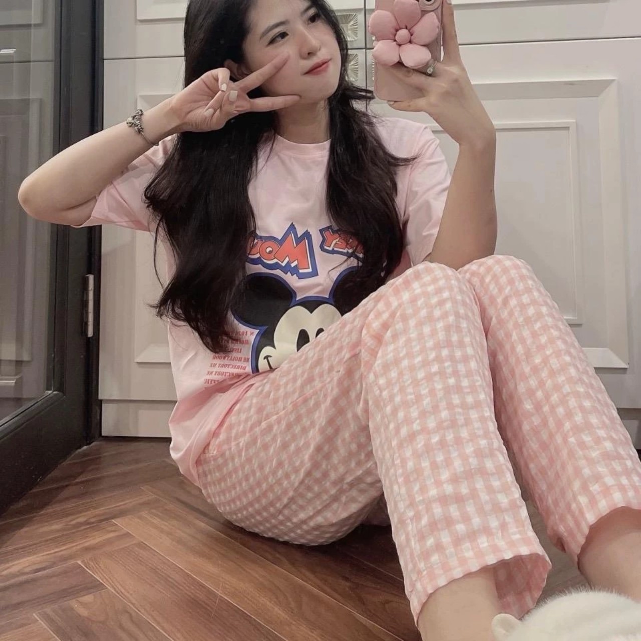 Bộ cotton mặc nhà hoạt hình dày dặn quảng châu siêu xinh size M/L/XL/2XL