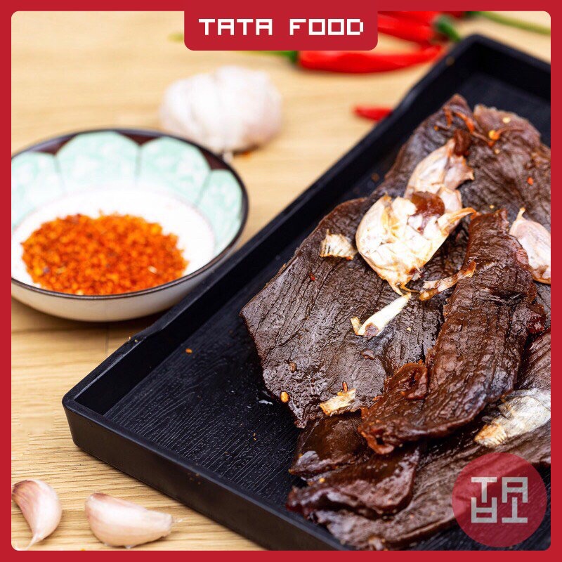 Khô bò miếng ướt cháy tỏi 100g 200g 500g TATA Food đồ ăn vặt Hà Nội BMU125 - 200g