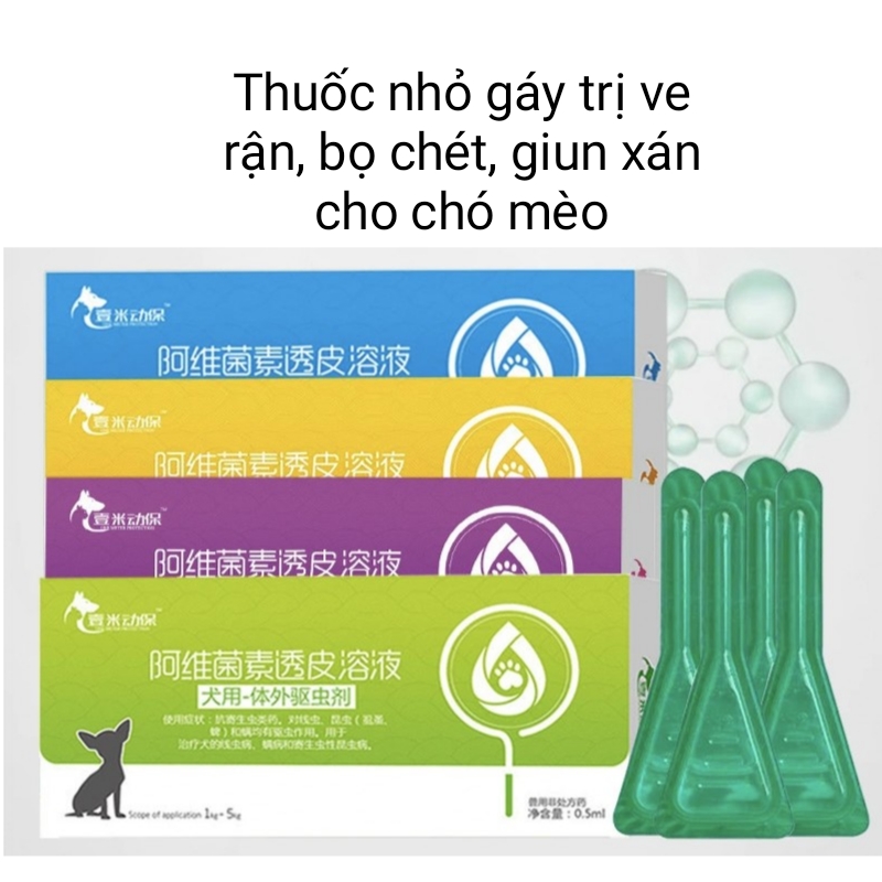 [Có sẵn] [Rẻ vô địch] Thuốc nhỏ gáy trị ve rận, chấy, kí sinh trùng, Giun tròn cho thú cưng