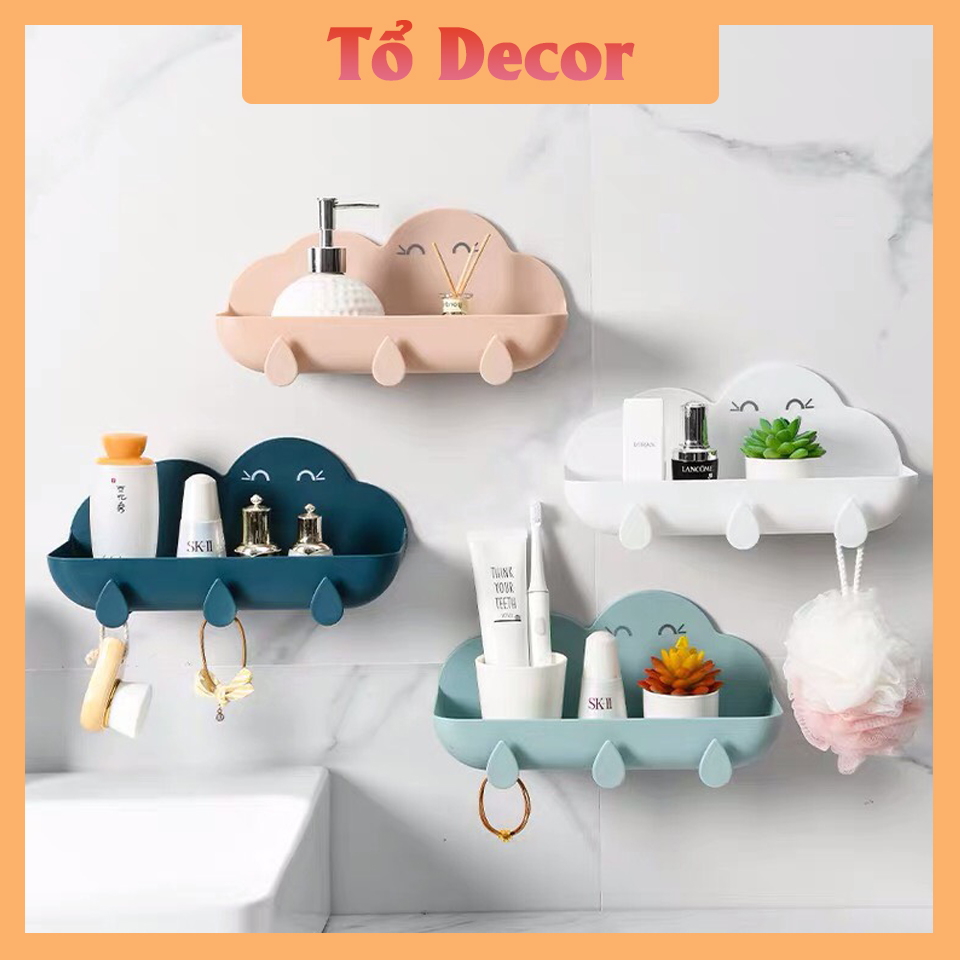 Kệ nhà tắm hình đám mây, kệ dán tường chịu lực