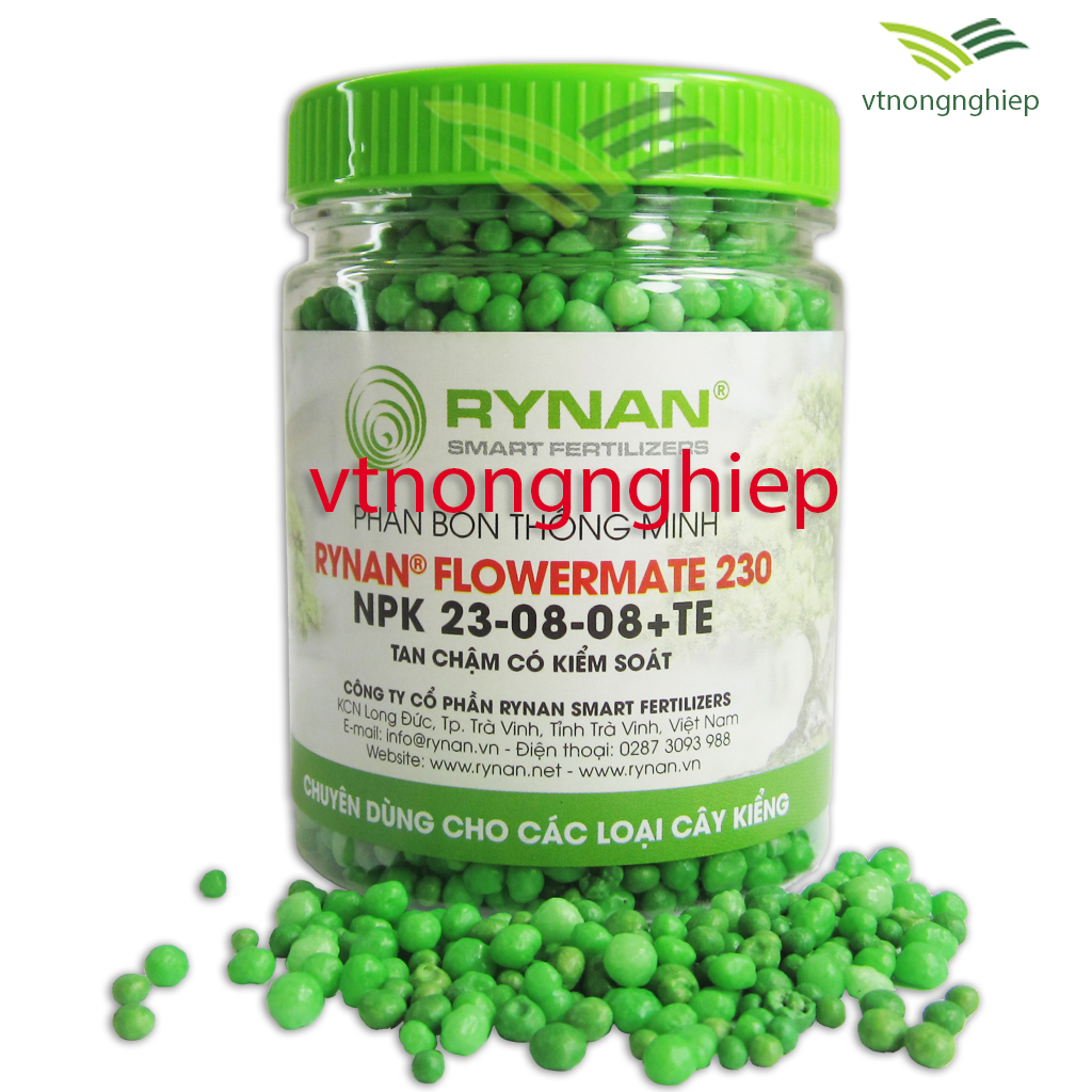Phân bón Rynan-230, lọ 150(g), npk 23-08-08+te, phân bón tan chậm rynan flowermate 230 cho cây kiểng, hoa mai, bon sai, hoa lan