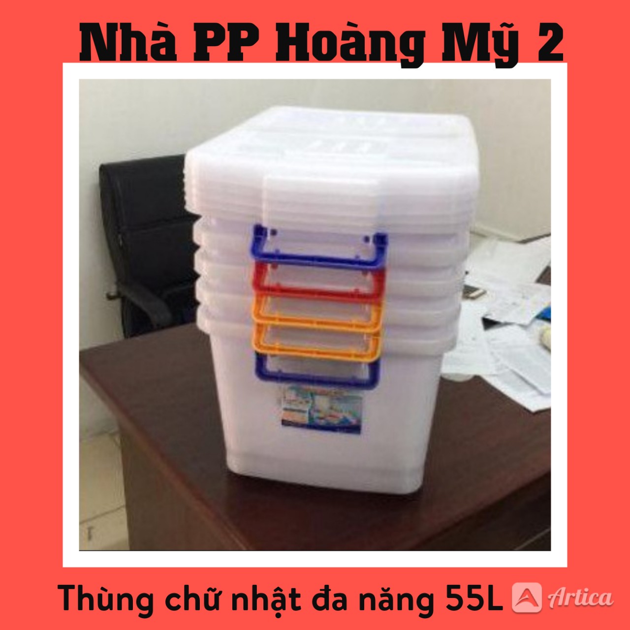 [HCM]Thùng Vuông 55L Nhựa Duy Tân Thùng Đa NăngCó Bánh Xe