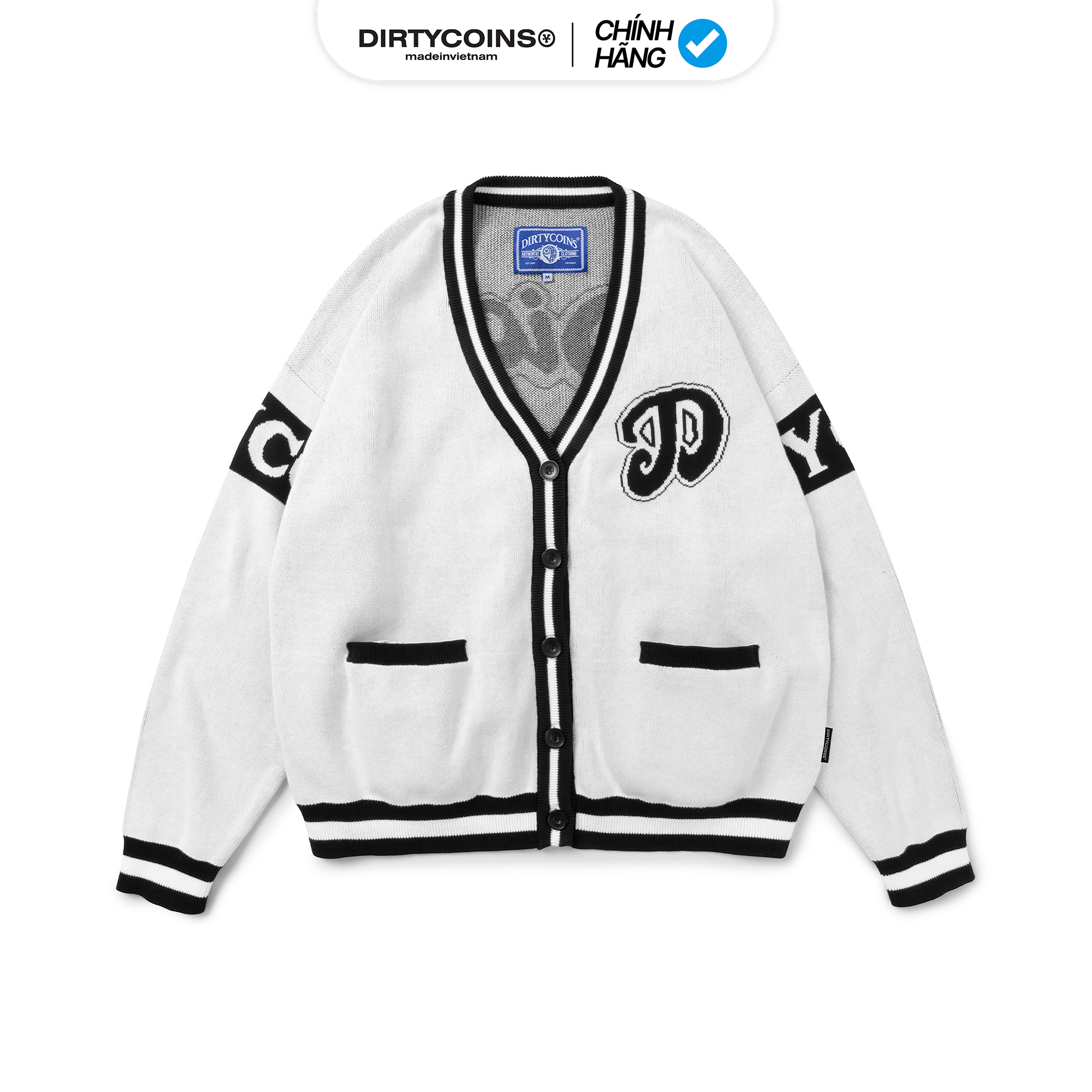 Áo khoác dirtycoins jp knit cardigan - white