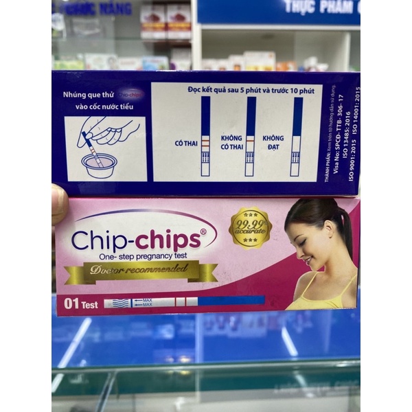 Que thử thai CHIP-CHIPS Que thử thai Chipchips 2 vạch chính xác - test thử thai hai vạch sớm nhanh hiệu quả tức thì