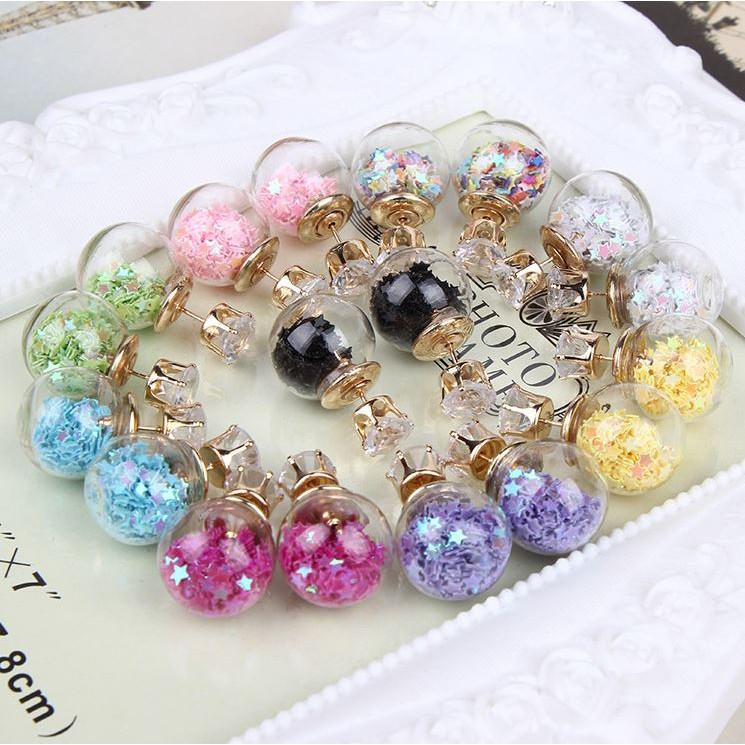 Bông tai thủy tinh cao cấp zircon i08
