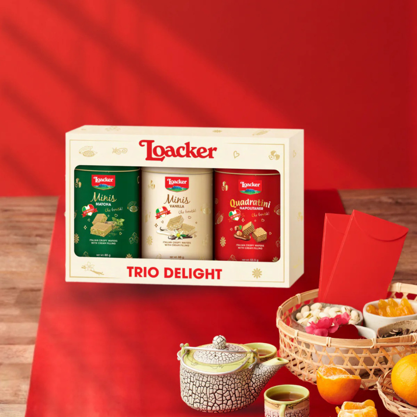 Hộp 3 Bánh Xốp Loacker Trio Delight 212.5g, Bánh Kẹo Tết B280 - BeeGin Food