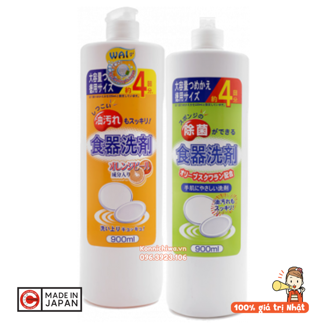 Nước rửa chén bát wai nhật bản 900ml siêu đậm đặc không hại da tay - 4904112827820 - 4904112827813
