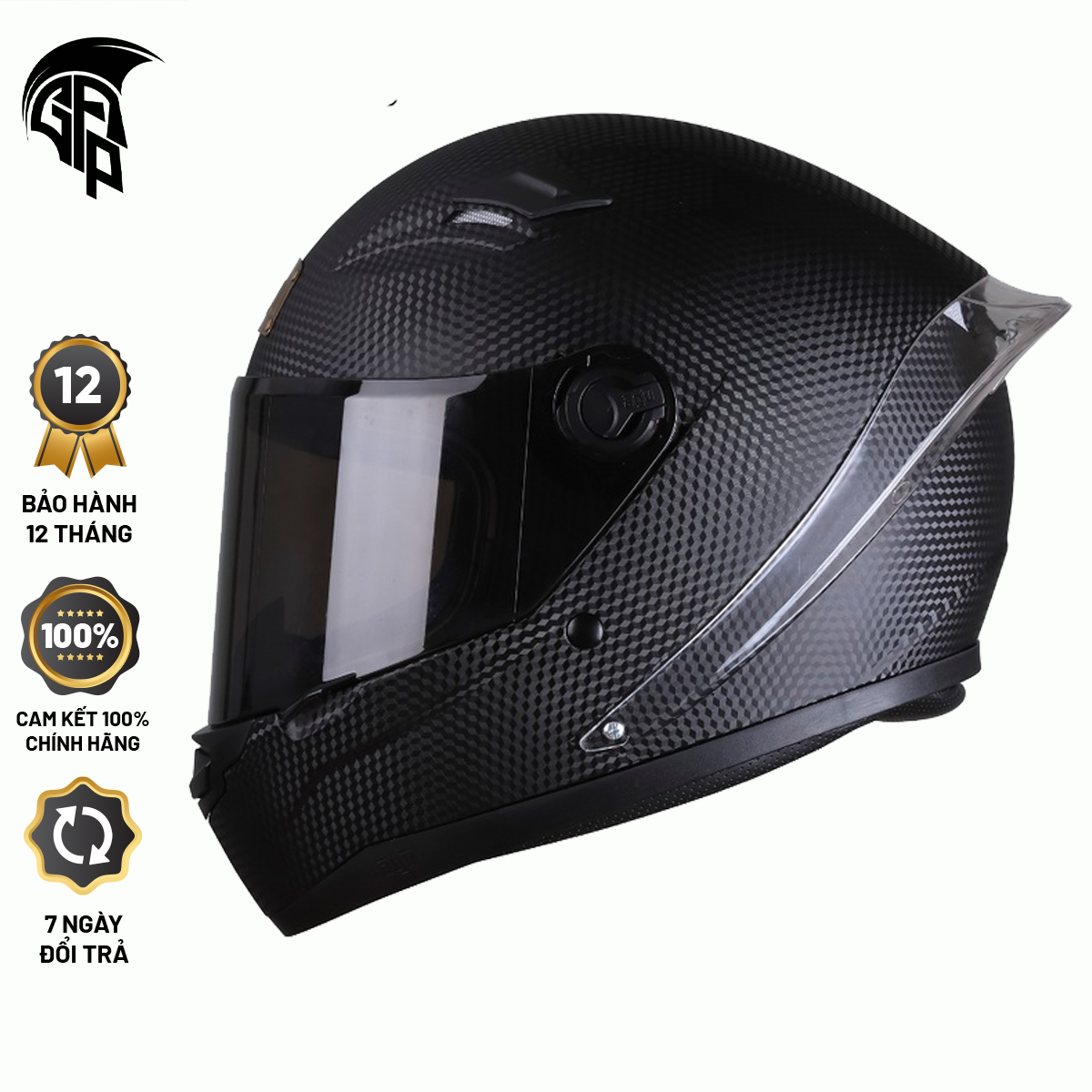 Mũ bảo hiểm fullface dáng cacbon 3d - nón fullface helmet phượt thủ
