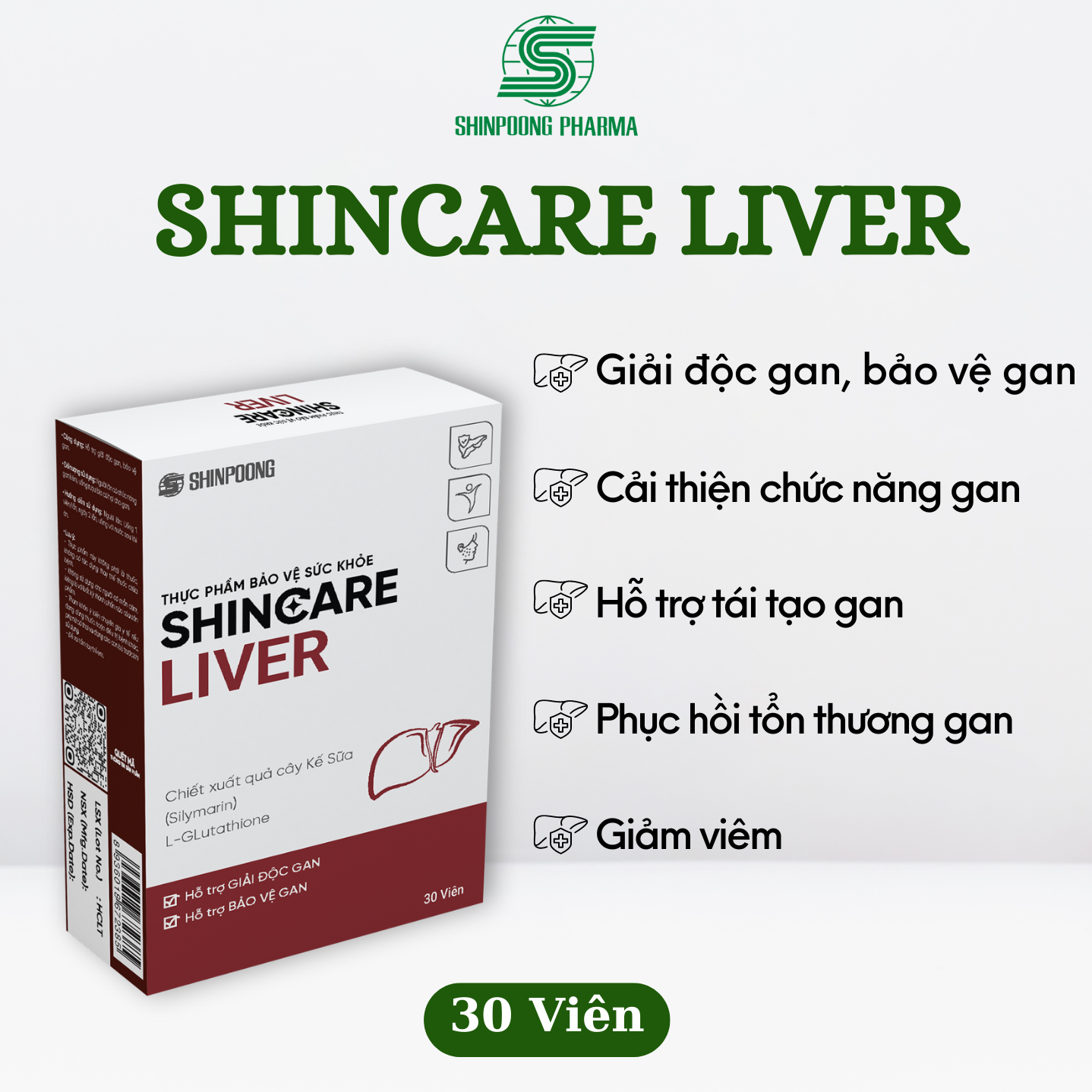 (Hộp 30V) Viên Uống SHINCARE LIVER Hỗ Trợ Giải Độc Gan, Bảo Vệ Và Tăng Cường Chức Năng Gan - SHINPOONG PHARMA