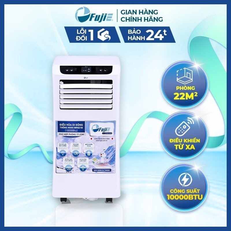 Máy lạnh di động FujiE MPAC10 diện tích phòng từ 17m2 đến 22m2 làm mát nhanh, điều hòa di động công suất 10000BTU điều khiển từ xa tiện lợi, nhập khẩu chính hãng bảo hành 24 tháng