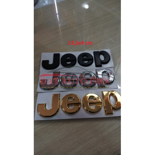 Tem 3d kim loại jeep màu inox cho oto.