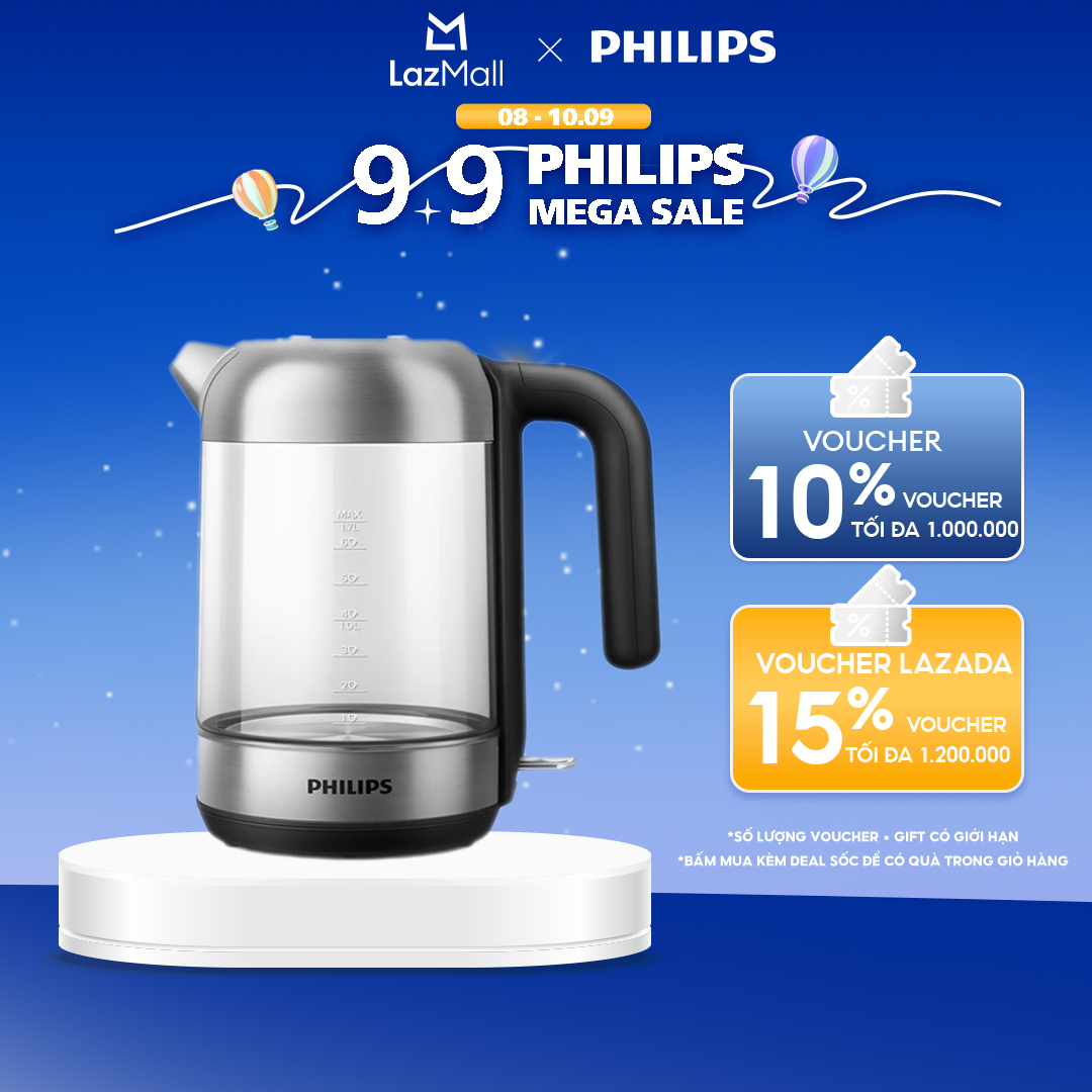 Bình Đun Siêu Tốc Philips HD9339/80 1.7 Lít, Công Suất 1.7 Lít-Hàng Phân Phối Chính Hãng