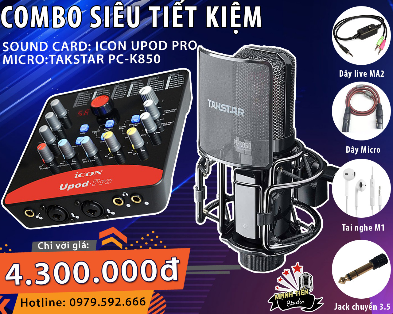 [ Phiên Bản Mới Nhất 2024 ] Trọn Bộ Combo Icon Upod Pro +  Micro Takstar PC K850 Đầy Đủ Phụ Kiện Livestream Karaoke Chuyên Nghiệp Giá Cực Tốt Bảo Hành 12 Tháng