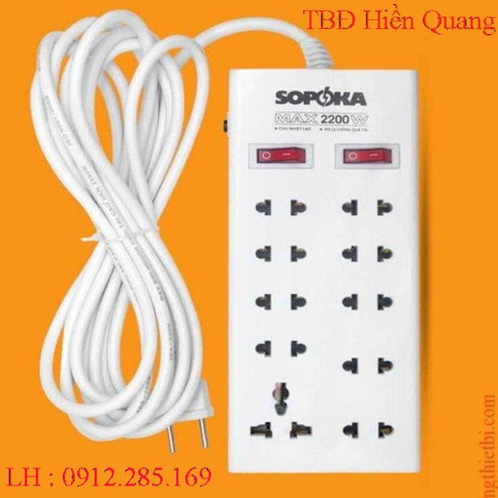 Ổ cắm điện 10 cửa Sopoka liền dây 4m - 2200w