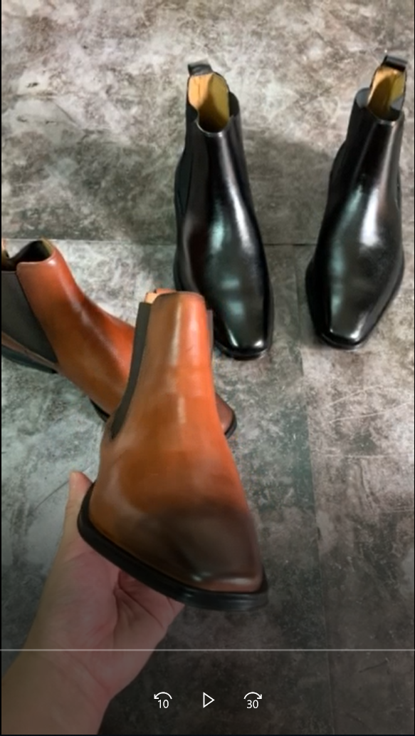 (Tặng Lót Đế) Giày nam Chelsea Boots da Mộc đánh màu Patina BẢO HÀNH 12 THÁNG