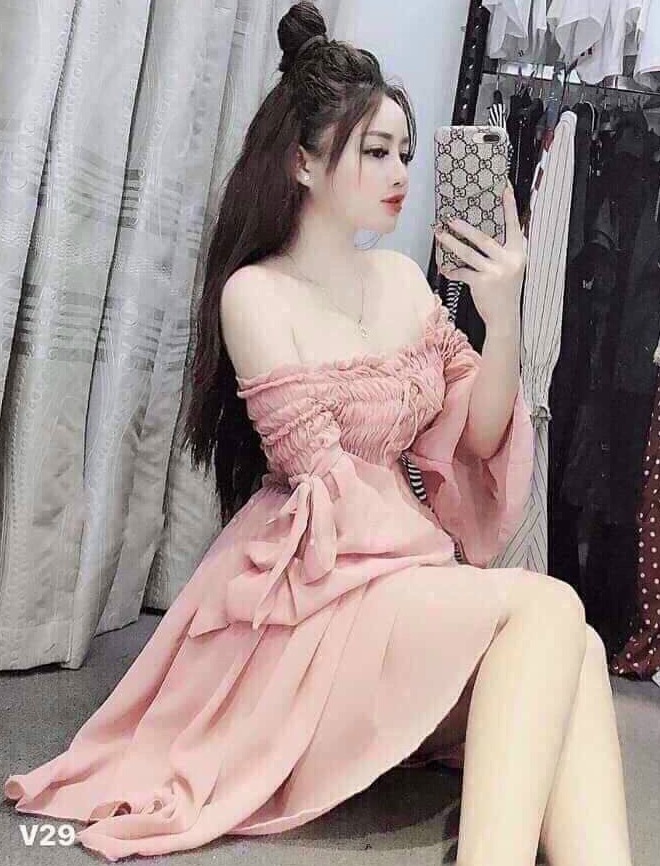 [HCM]Đầm trễ vai cao cấp thời trang thiết kế hot teen 3 màu ( đen hồng đỏ)