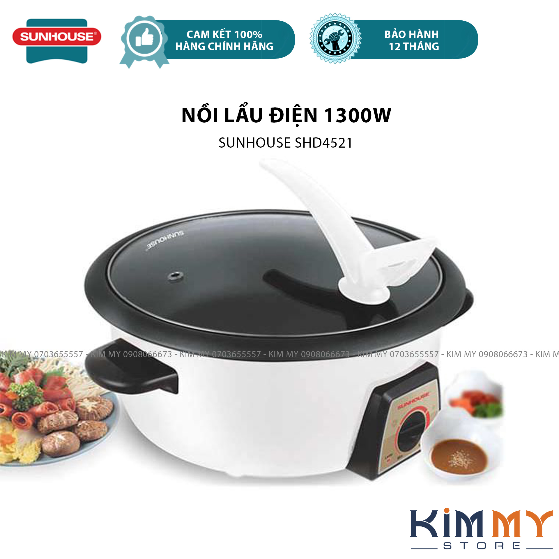 Nồi lẩu điện sunhouse shd4521 3l 1300w - nồi lẩu điện đa năng : lẩu, xào, chiên, rán - bảo hành 12 tháng