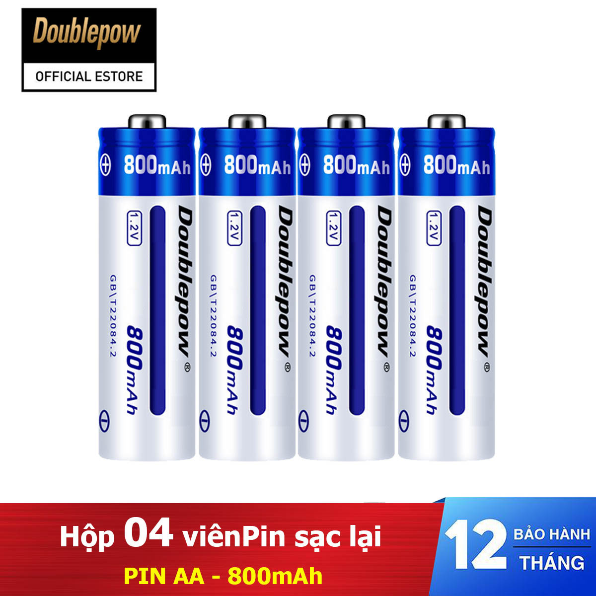 Hộp 4 viên Pin sạc lại Doublepow AA 800mAh