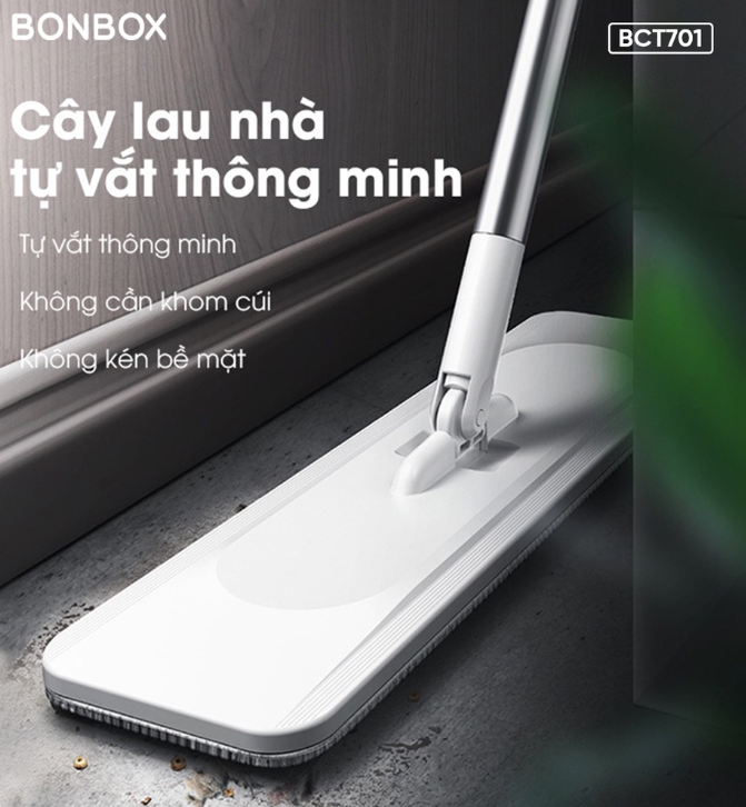 Cây lau nhà tự vắt thông minh BONBOX BCT701 đầu xoay 360 độ linh hoạt lau