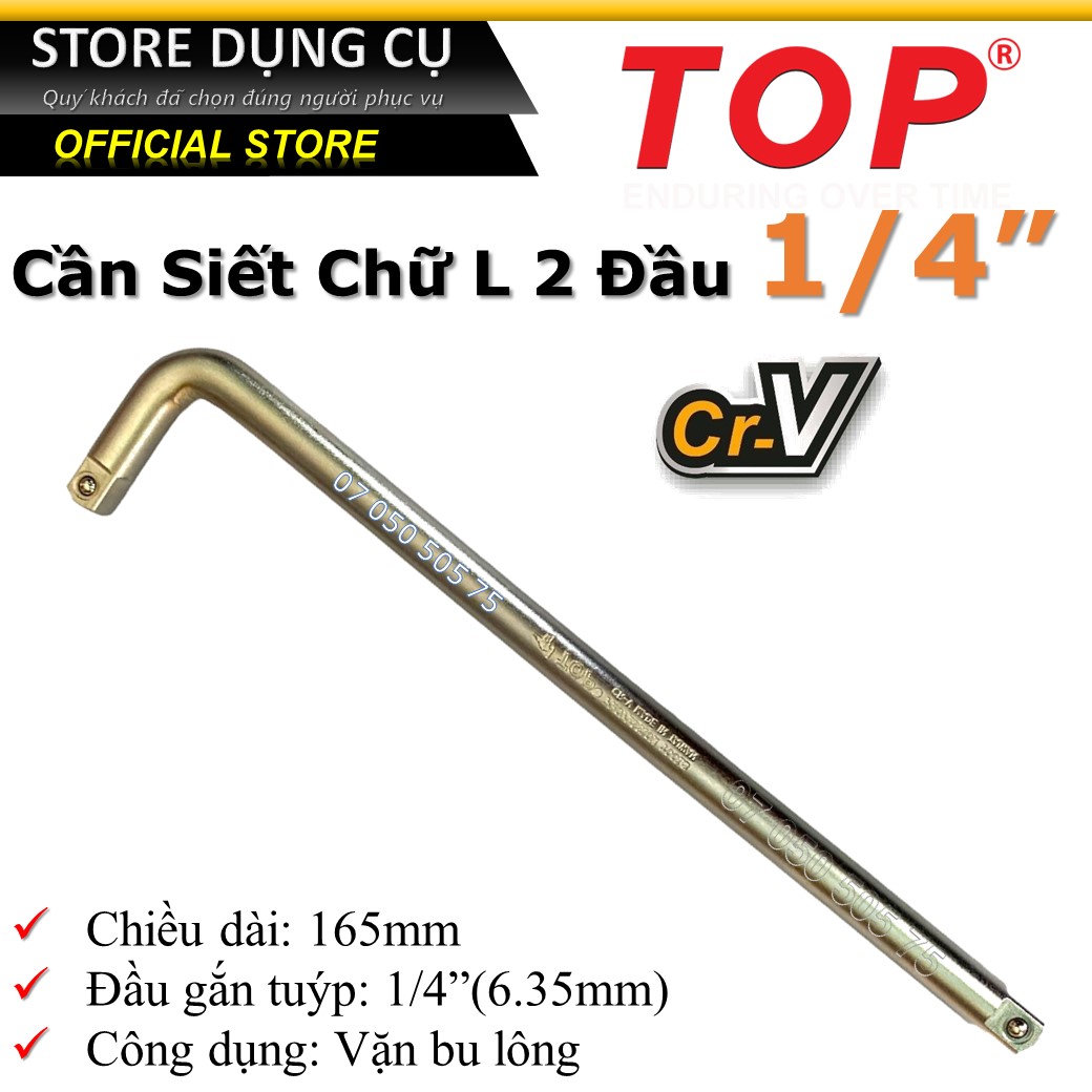 Cần siết chữ l 1/4 " top lh-1406m taiwan | cần siết 2 đầu cong 1/4 cao cấp thép cr-v dài 7 inch