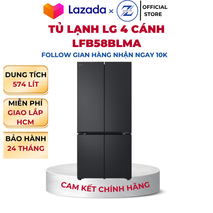 Tủ lạnh 4 cánh LG LFB58BLMA 574 lít - Bảo hành chính hãng 24 tháng