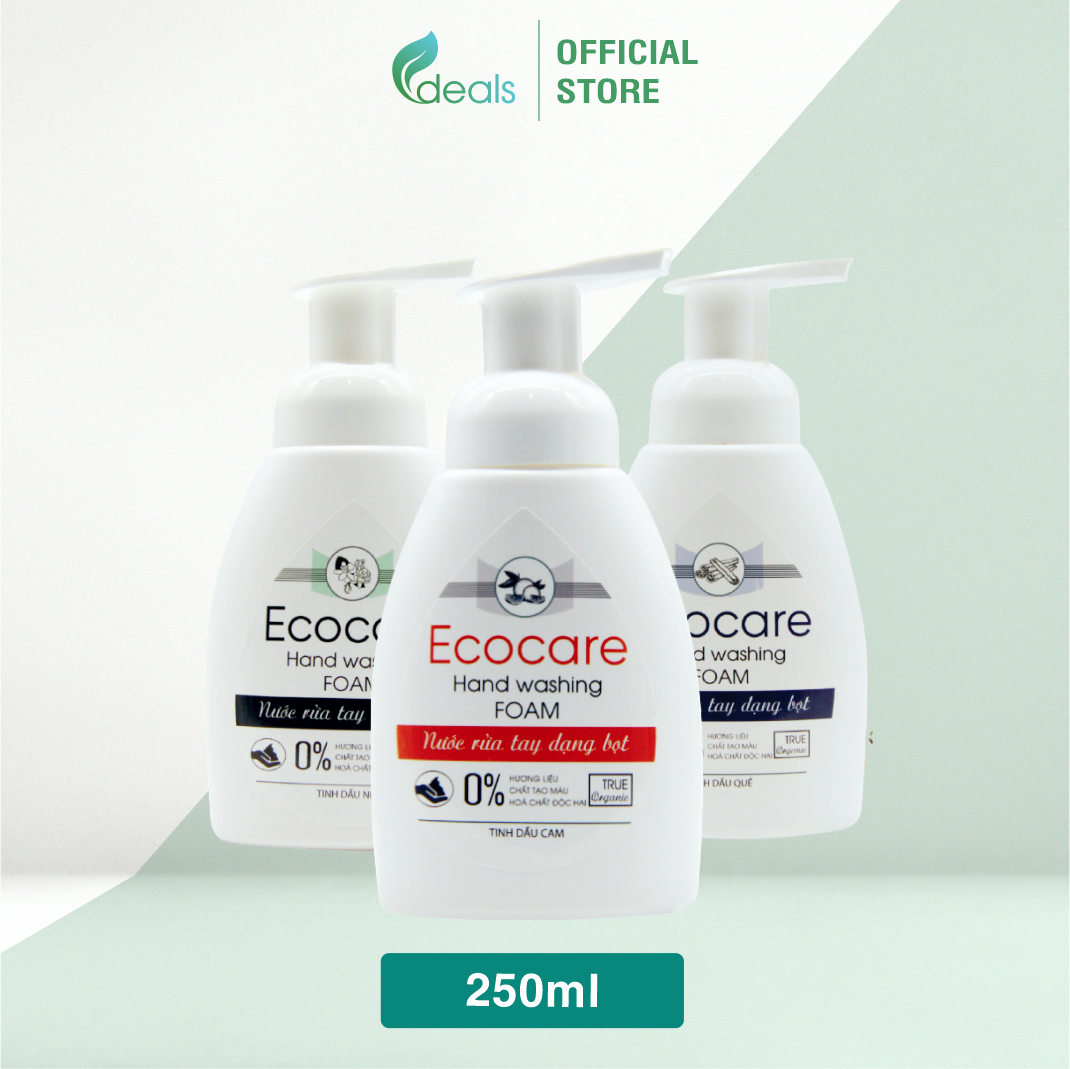 Nước Rửa Tay Bồ Hòn Hữu Cơ ECOCARE 250ml - Sạch khuẩn, chăm sóc da tay, tinh dầu khử mùi