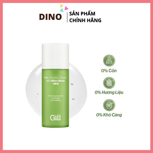 Sữa rửa mặt Khổ qua và Vegan BHA Gilaa Plant Serum Cleanser giúp làm sạch da và giảm mụn (160g)