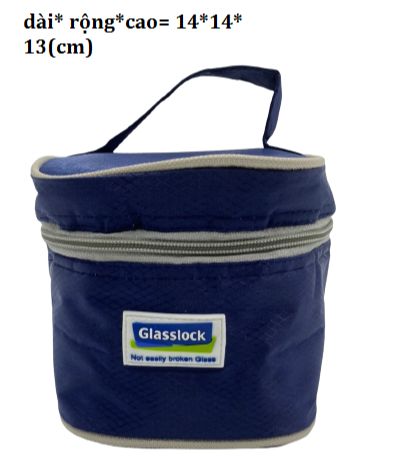 Túi giữ nhiệt đựng hộp cơm thủy tinh Glasslock hình trụ kt 14x14x13cm