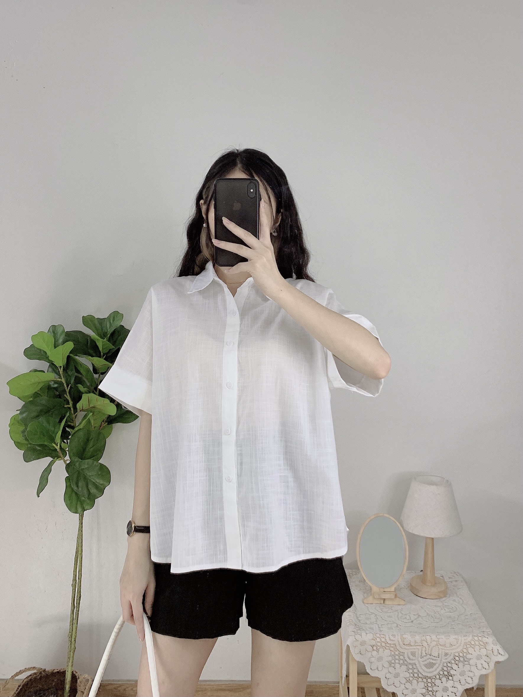 Áo sơ mi nữ cộc tay cổ đức chất đũi mát❤️ FREESHIP❤️ Áo sơ mi đũi 3 màu hothit ulzzang