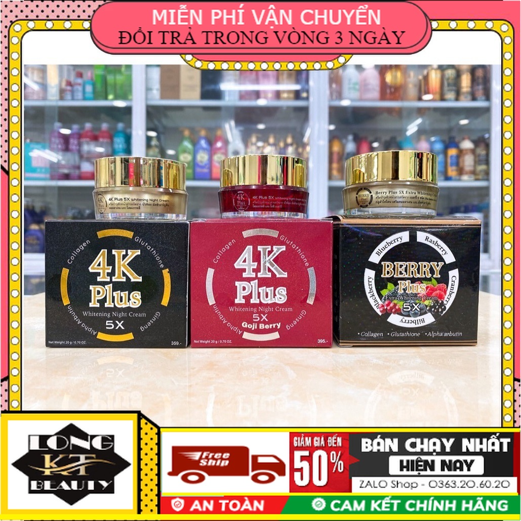 [HÀNG THÁI] BỘ BA KEM FACE 4K 5X PLUS-BỘ KEM DƯỠNG TRẮNG DA,MỜ THÂM GIẢM MỤN 20GR THÁI LAN