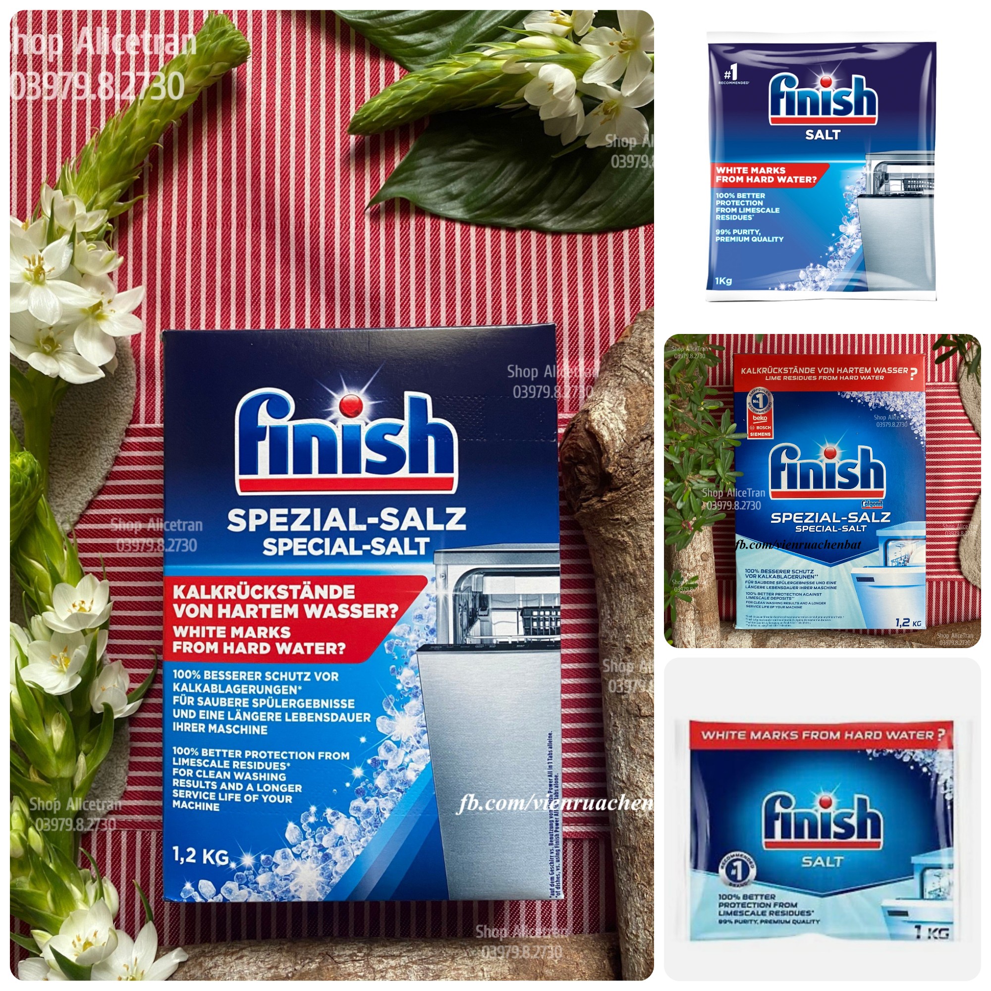 [HCM]Muối làm mềm nước Finish / Hộp 1.2kg -1kg (Dùng cho máy rửa chén bát) Finish Dishwasher Salt 1.2kg