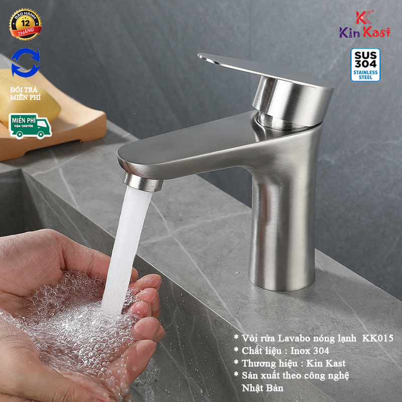 Vòi rửa lavabo nóng lạnh inox 304 + Vòi rửa lavabo nóng lạnh
