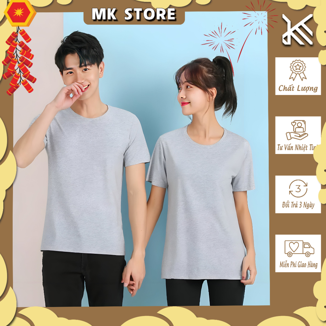 Áo Thun Unisex Màu Xám Tiêu, áo phông trơn gia đình nhiều màu TT01
