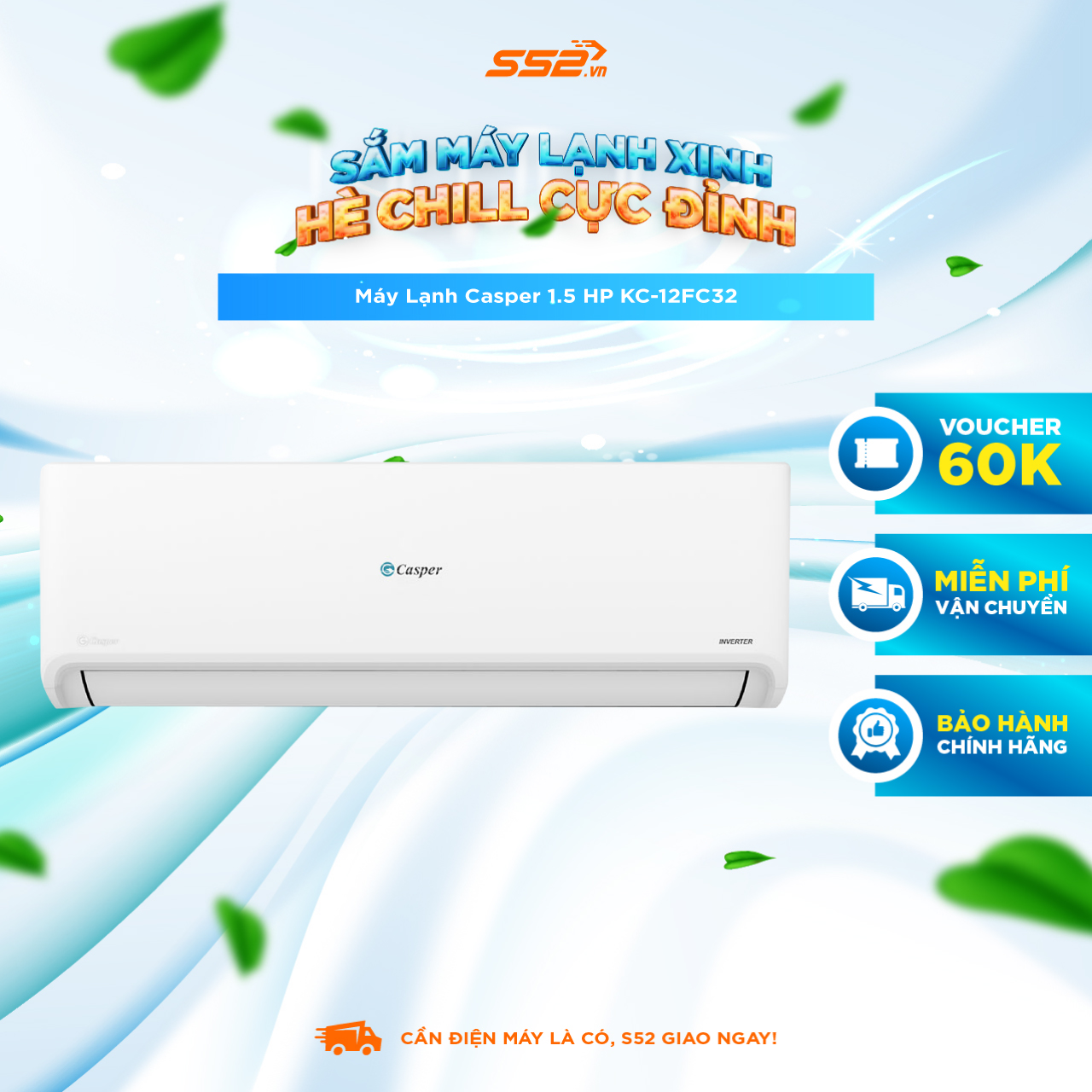 Máy lạnh casper 1.5 hp kc-12fc32 - hàng chính hãng.