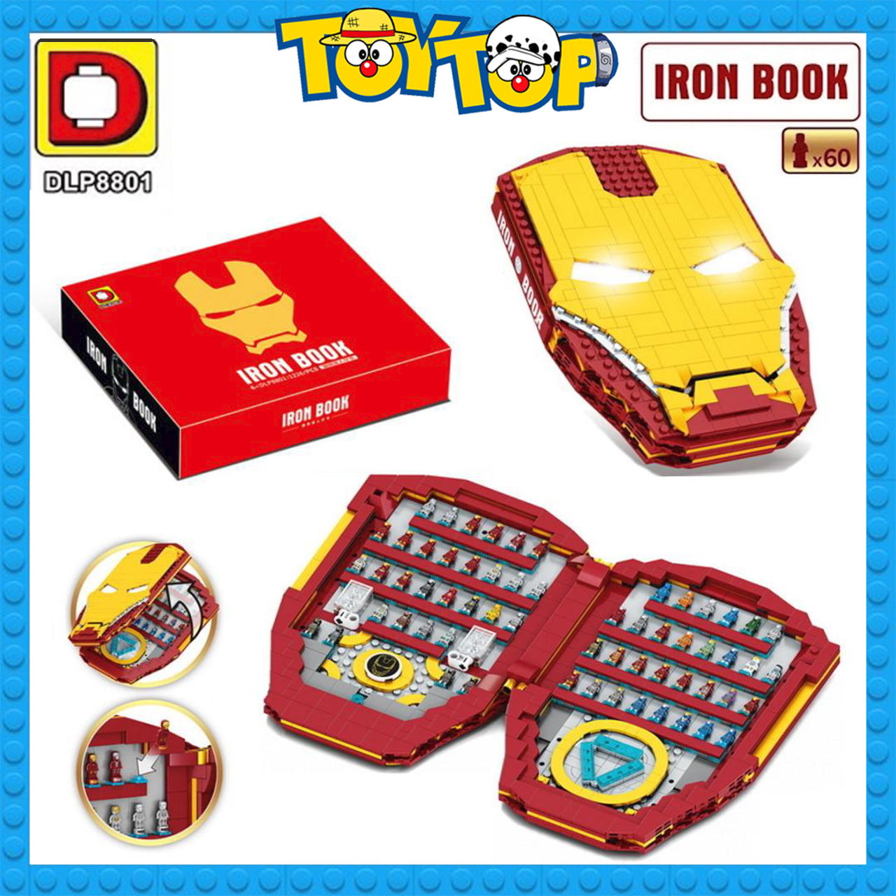 Đồ chơi lắp ráp ghép mô phỏng quyển sách Iron man Nanofigure mẫu Iron Book Nano xếp hình bộ sưu tập người sắt DLP 8801