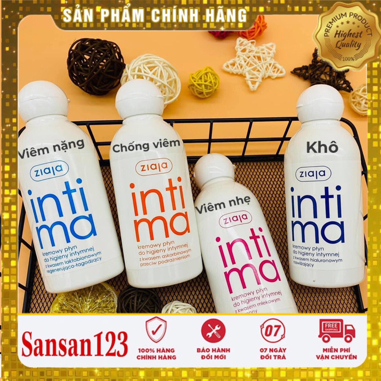 Intima Ziaja 200ml, Dung Dịch Vệ sinh Phụ Nữ giúp chống viêm giữ ẩm, Hàng Ba Lan
