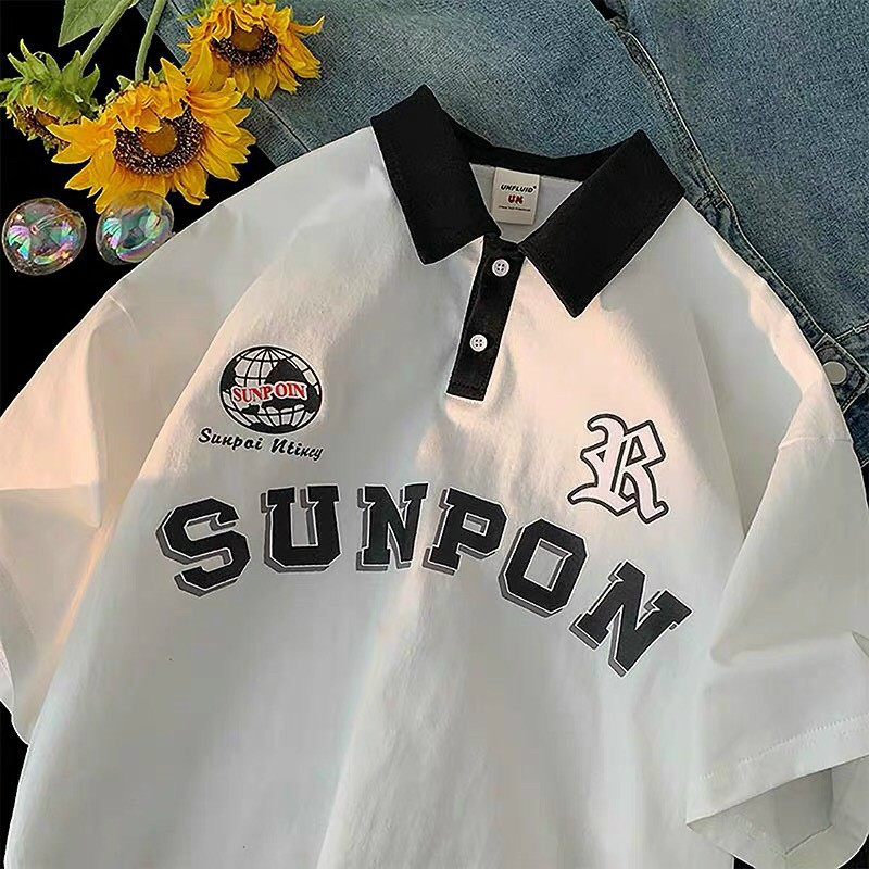 Áo thun form rộng tay lỡ cổ polo sunpon siêu hot - saigon fashion
