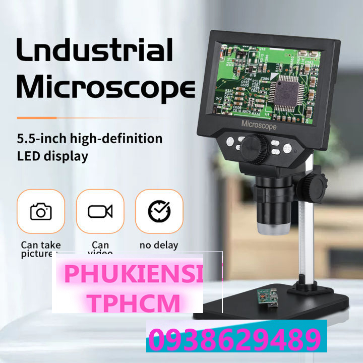 Kính hiển vi điện tử màn hình lcd 5.5 inch kính hiển vi công nghiệp 10 megapixel kính lúp bảo trì điện tử kỹ thuật số độ phóng đại 1000x 8led cường