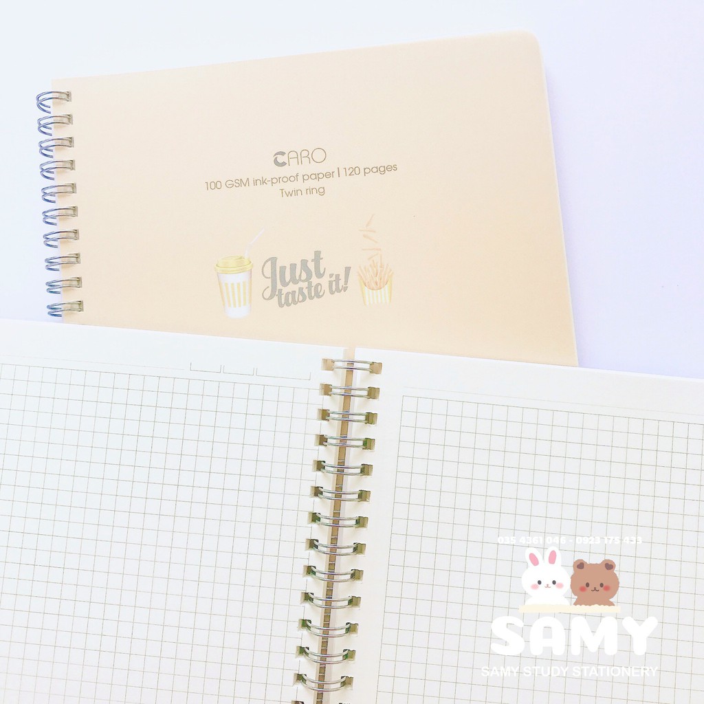 Combo 2 Sổ Caro Lò Xo 120 Trang Size B5 Bìa Nhựa 100GSM KLONG Làm Bullet Journal và Planner Sổ Tay
