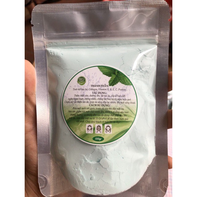 [HCM]Bột đắp mặt nạ Bạc Hà cao cấp gói 100g