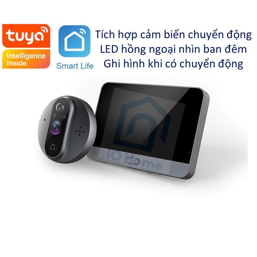 Chuông hình thông minh Tuya Smart Life kết nối Wifi, tích hợp màn hình HD 1080P và 720P - iohome